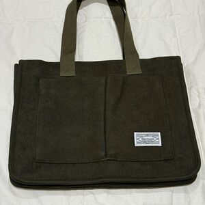Olive Green Corduroy Tote Bag
